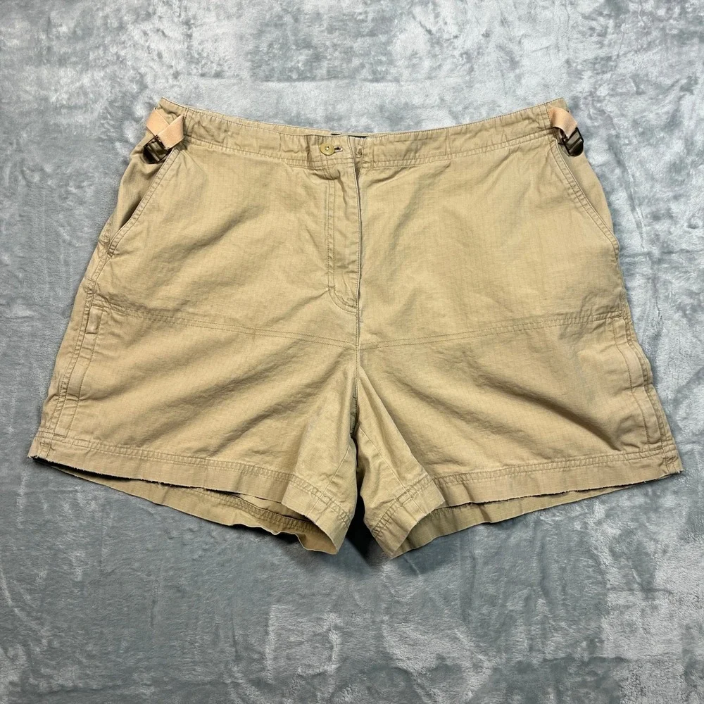 Lauren Ralph Lauren Khaki Cargo Shorts Women 16W Tan‎ Ripstop Cotton Cinch Waist